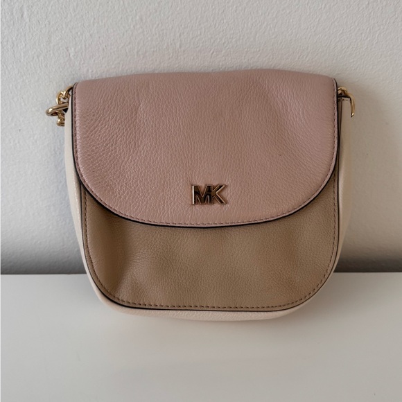 Michael Kors Leather Crossbody – Pink/Taupe Colorblock – Good Condition - Picture 1 of 6